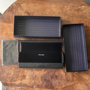 Prada glasses or sunglasses hard case navy with cleaning cloth